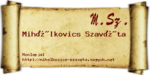Mihálkovics Szavéta névjegykártya